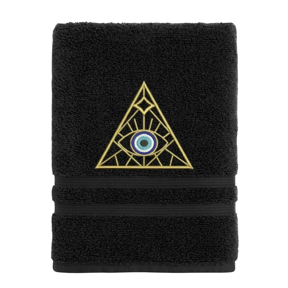Hand Evil Eye Embroidered Hand towel Pick one New Made to order Black